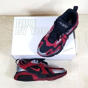 Nike Air Max 200 Red, Black, & Silver Custom Made Colorway Athletic Sneakers